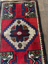 Load image into Gallery viewer, Vintage Turkish Red and Blue and Ivory Ruggie Rug