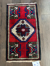 Load image into Gallery viewer, Vintage Turkish Red and Blue and Ivory Ruggie Rug