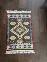 Load image into Gallery viewer, Vintage Turkish Double-sided Blue and Ivory Kilim Rug