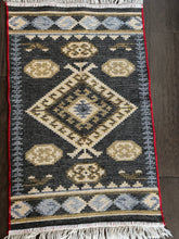 Load image into Gallery viewer, Vintage Turkish Double-sided Blue and Ivory Kilim Rug