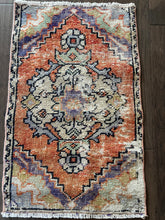 Load image into Gallery viewer, Vintage Turkish Orange, Sage and Blue Ruggie Rug