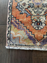 Load image into Gallery viewer, Vintage Turkish Orange, Sage and Blue Ruggie Rug