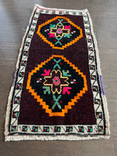 Load image into Gallery viewer, Vintage Turkish Eggplant and Orange Ruggie Rug