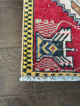 Load image into Gallery viewer, Vintage Turkish Red, Navy and Yellow Ruggie Rug