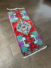 Load image into Gallery viewer, Vintage Turkish Red, Gray and Turquoise Ruggie Rug