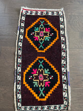 Load image into Gallery viewer, Vintage Turkish Eggplant and Orange Ruggie Rug