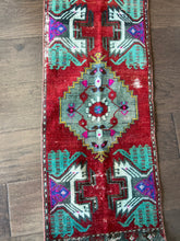 Load image into Gallery viewer, Vintage Turkish Red, Gray and Turquoise Ruggie Rug