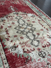 Load image into Gallery viewer, Vintage Turkish Brick and Green/Ivory Runner Rug