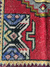 Load image into Gallery viewer, Vintage Turkish Red and Blue Ruggie Rug