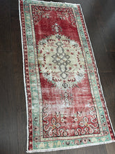 Load image into Gallery viewer, Vintage Turkish Brick and Green/Ivory Runner Rug