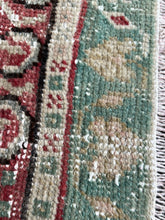 Load image into Gallery viewer, Vintage Turkish Brick and Green/Ivory Runner Rug