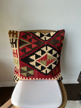 Load image into Gallery viewer, Vintage Turkish Kilim Red Diamond Rug Pillow