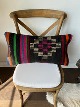 Load image into Gallery viewer, Vintage Turkish Geometric Black Stripe Rug Pillow