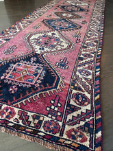 Load image into Gallery viewer, Vintage Mulberry Pink and Navy Turkish Runner Rug
