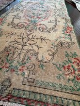 Load image into Gallery viewer, Vintage Turkish Ecru and Tan with Coral Accent Rug
