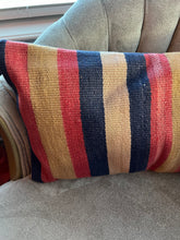 Load image into Gallery viewer, Turkish Navy and Orange Striped Rug Pillow

