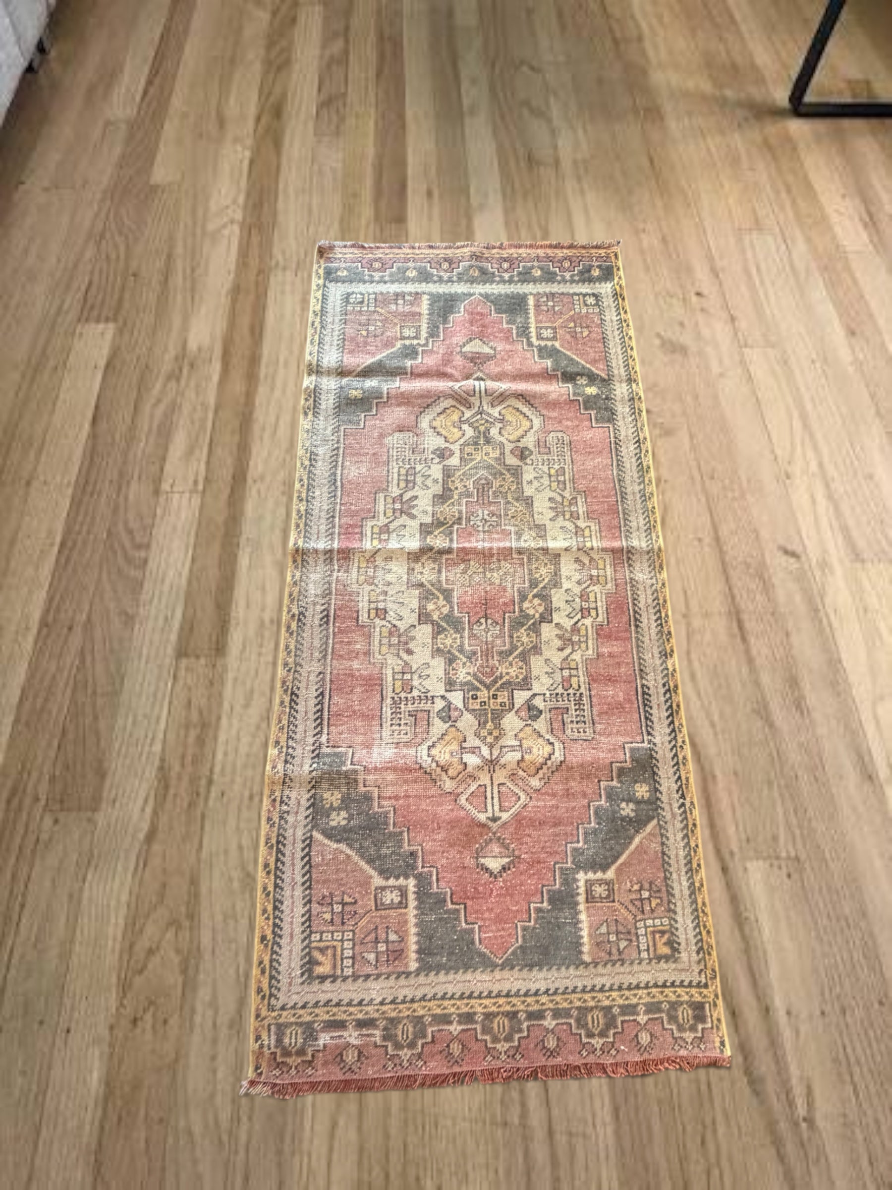 くすみピンク　188×91cm ボタニカル　Turkish Rug トルコラグ くすみピンク 188×91cm ボタニカル Turkish Rug トルコラグ 超大判