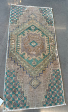 Load image into Gallery viewer, Vintage Green, Brown and Navy Turkish Ruggie
