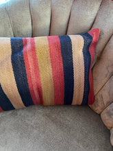 Load image into Gallery viewer, Turkish Navy and Orange Striped Rug Pillow
