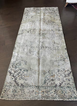 Load image into Gallery viewer, Vintage Turkish Faded Neutral Green and Yellow Runner Rug
