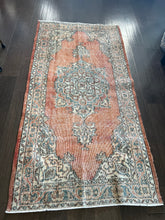 Load image into Gallery viewer, Vintage Turkish Faded Persimmon and Ivory Runner Rug
