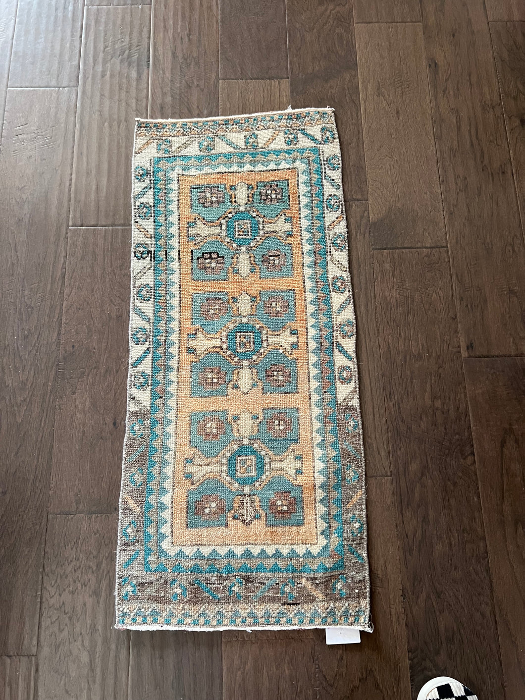 Vintage Peach and turquoise Ruggie rug