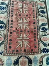 Load image into Gallery viewer, Vintage Turkish Salmon, Navy Accent Rug

