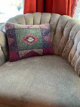 Load image into Gallery viewer, Turkish Herki Pink and Purple Rug Pillow
