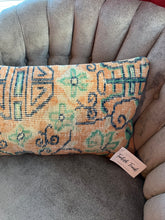 Load image into Gallery viewer, Turkish Orange, Navy and Green Rug Pillow
