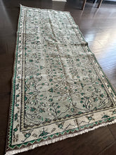 Load image into Gallery viewer, Vintage Turkish Ecru, Sage and and Green Runner Rug
