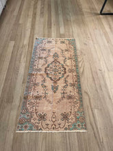 Load image into Gallery viewer, Vintage Turkish Faded Teal Runner Rug
