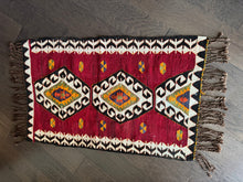 Load image into Gallery viewer, Vintage Turkish Red, Black and White Kilim Accent Rug
