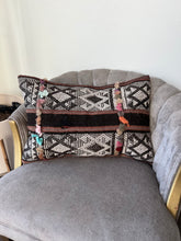 Load image into Gallery viewer, Vintage Black and White Kilim Rug Pillow
