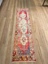 Load image into Gallery viewer, Vintage Turkish Brick and Yellow 3 Medallion Runner Rug
