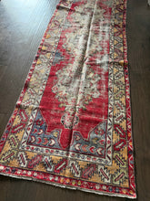 Load image into Gallery viewer, Vintage Turkish Brick and Yellow 3 Medallion Runner Rug
