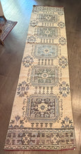 Load image into Gallery viewer, Vintage Turkish Faded Yellow and Blue Runner Rug
