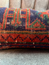 Load image into Gallery viewer, Turkish Orange, Blue and Green Lumbar Rug Pillow
