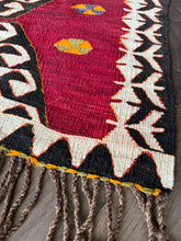 Load image into Gallery viewer, Vintage Turkish Red, Black and White Kilim Accent Rug
