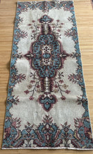 Load image into Gallery viewer, Vintage Turkish Ivory, Blue and Pink Runner Rug
