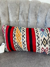 Load image into Gallery viewer, Vintage Red and Black Patchwork Kilim Rug Pillow
