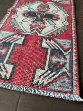 Load image into Gallery viewer, Vintage Turkish Red, Ivory and Black Ruggie Rug

