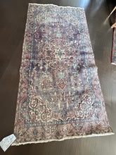 Load image into Gallery viewer, Vintage Turkish Slate Blue and Eggplant Accent Rug
