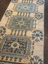 Load image into Gallery viewer, Vintage Turkish Faded Yellow and Blue Runner Rug
