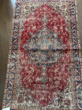 Load image into Gallery viewer, Vintage Turkish Navy, Crimson Accent Rug
