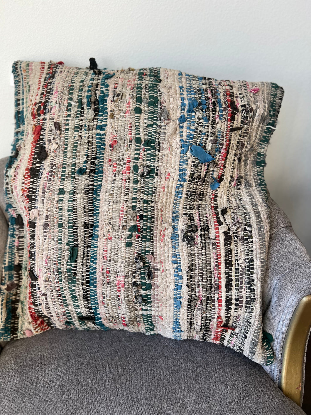 Vintage Multicolor Stripe Remnant Rug Pillow
