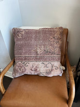 Load image into Gallery viewer, Vintage Turkish Rug Pillow Mauve and Ivory
