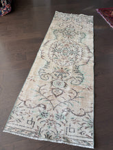 Load image into Gallery viewer, Vintage Turkish Tan, Green and Brown Runner Rug
