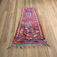Load image into Gallery viewer, Vintage Turkish Pink, Purple and Turquoise Kilim Runner Rug
