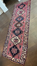Load image into Gallery viewer, Vintage Mulberry Pink and Navy Turkish Runner Rug
