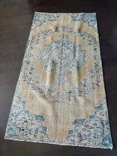 Load image into Gallery viewer, Vintage Turkish Yellow and aqua Runner Rug
